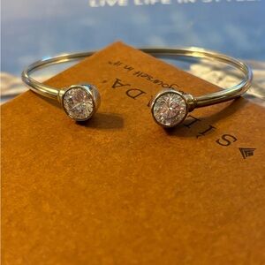 Silpada Sterling Silver Cubic Zirconia Punctuation Cuff Bracelet B2400